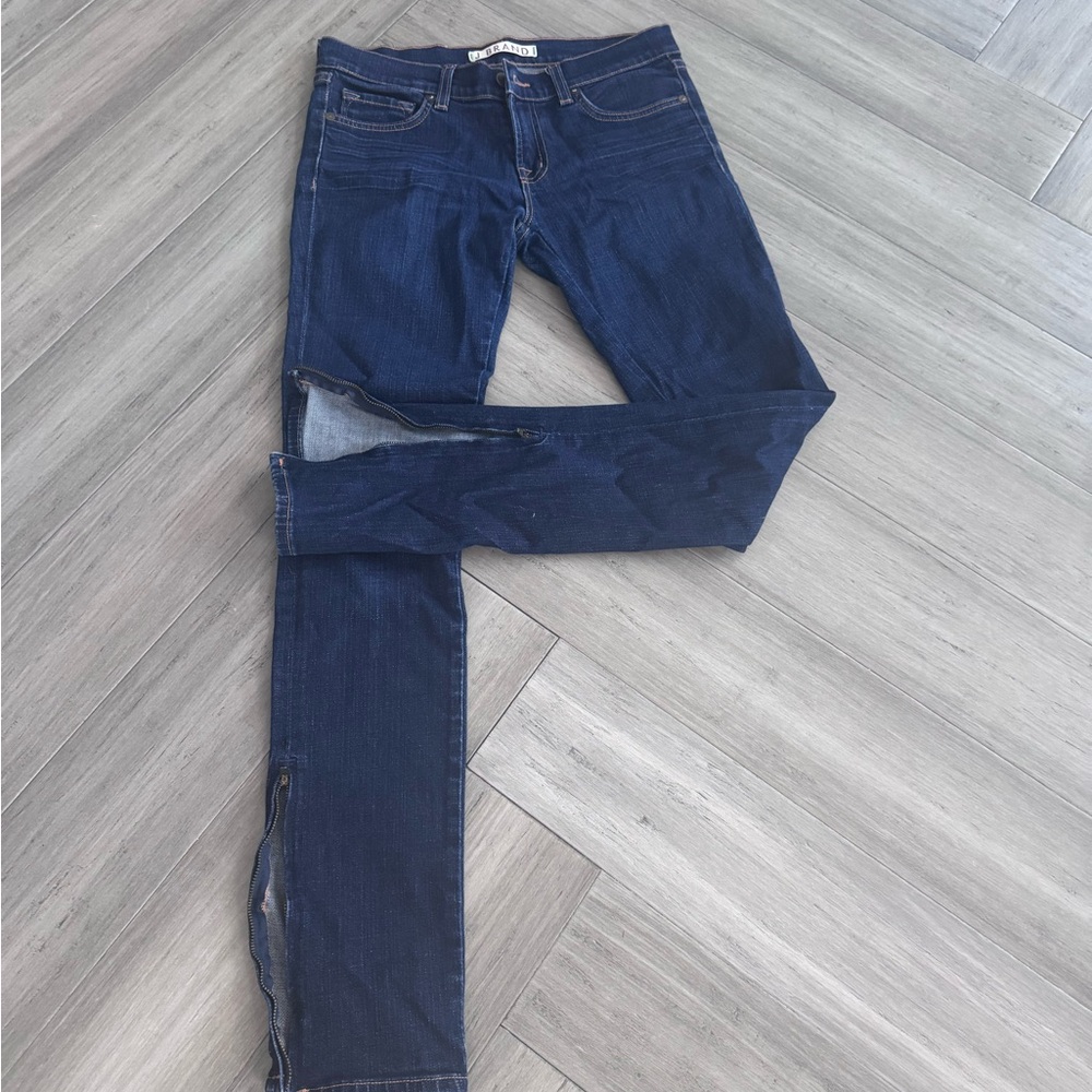 J Brand Blue Skinny Jeans with Distressed Knee